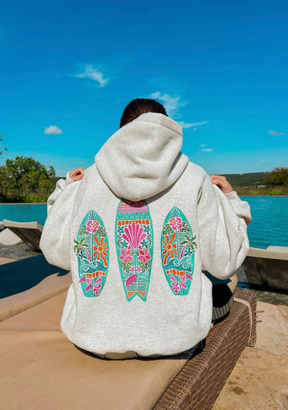 FLORAL SURFBOARDS EMBROIDERED HOODIE