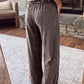 Ashleigh  Mineral Wash Seam Detail Flare Leg Drawstring Pants
