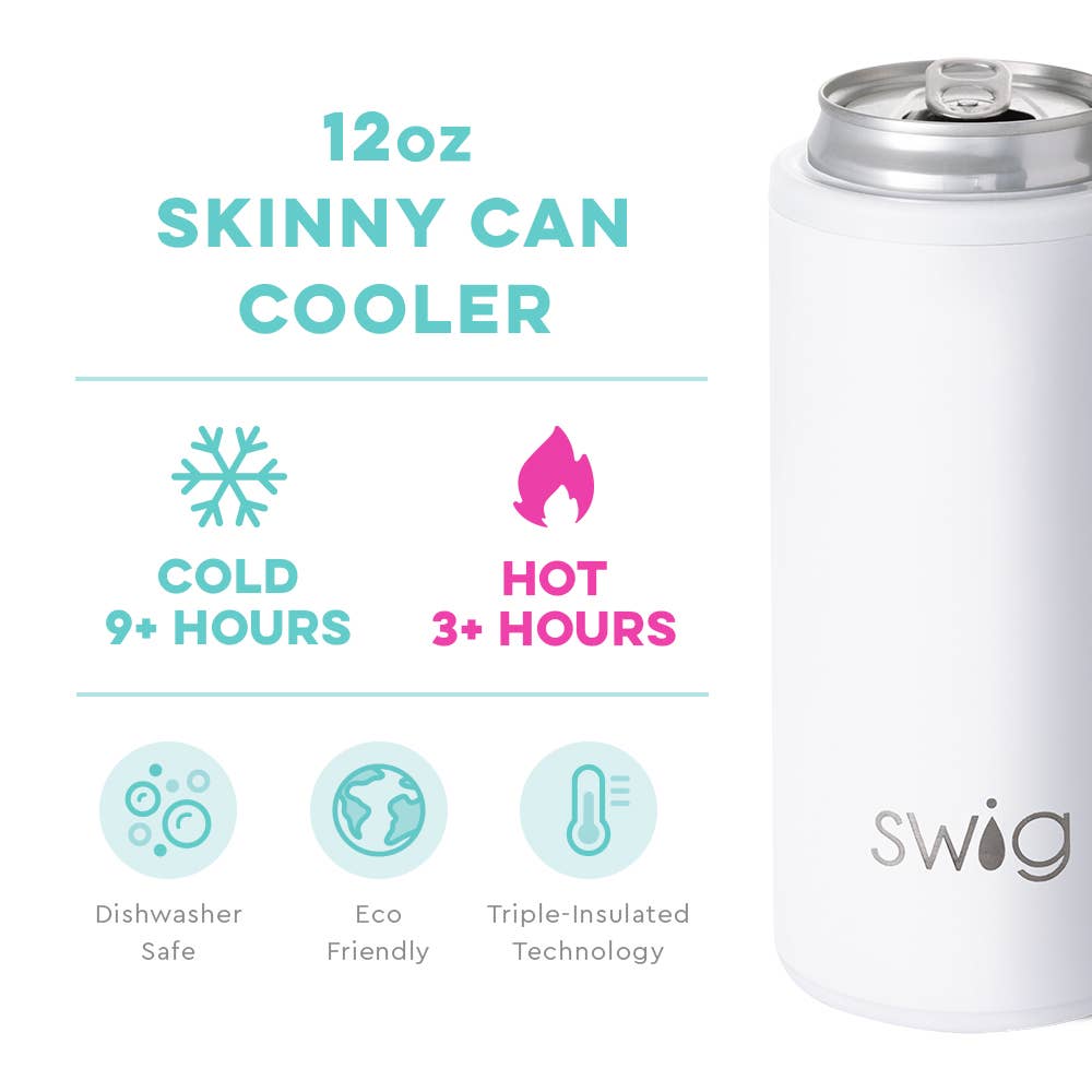 WHITE SKINNY CAN COOLER (12oz)