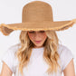 JACKIE FRAYED EDGE FLOPPY STRAW SUN HAT