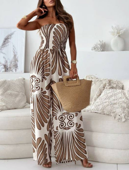STRAPLESS SMOCKED TOP JUMPSUIT