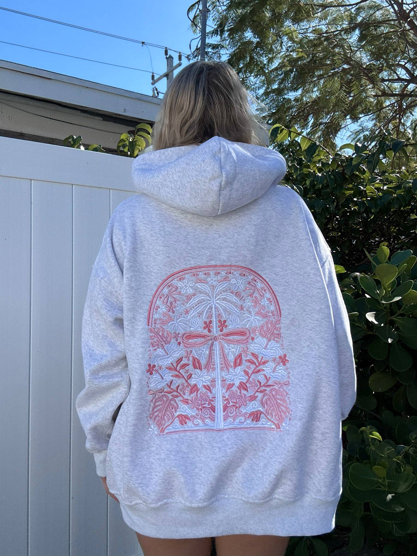 TROPICAL PALMS EMBROIDERED HOODIE