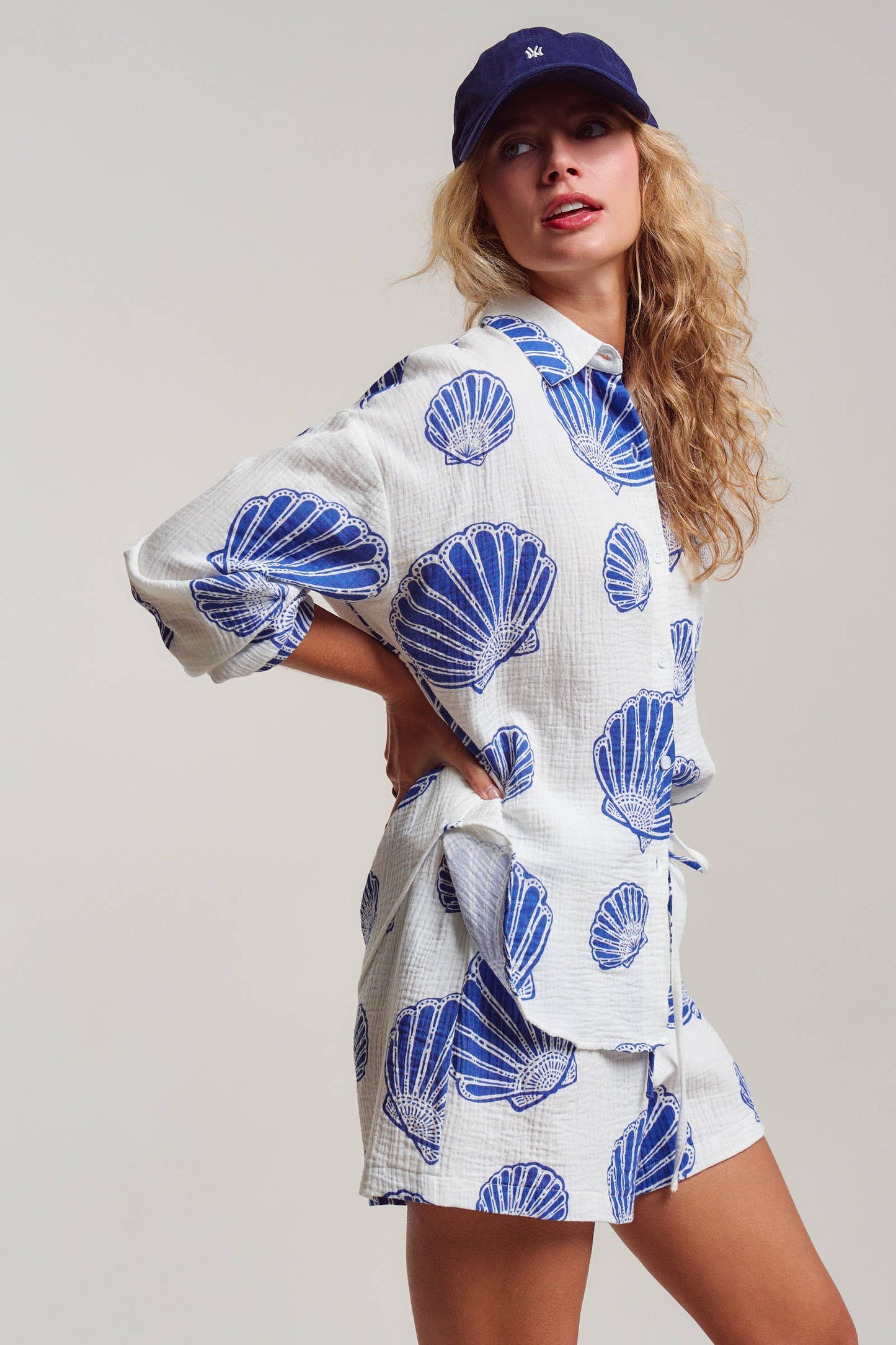 SEASIDE COTTON GAUZE SHIRT & SHORT SET