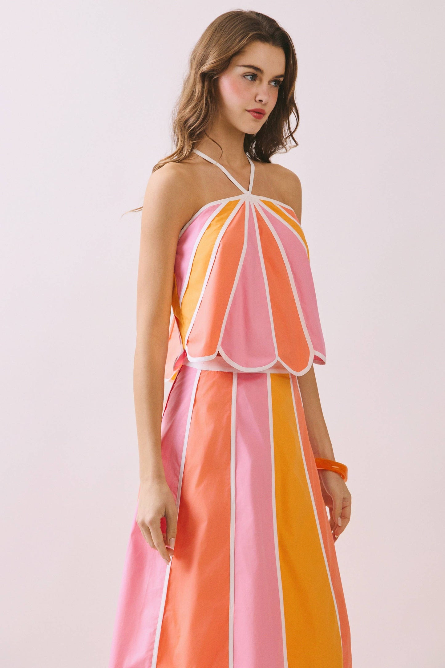 LAURA COLOR BLOCK SCALLOP EDGE SET
