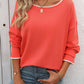 CORAL OR NAVY WHITE TRIM SWEATER