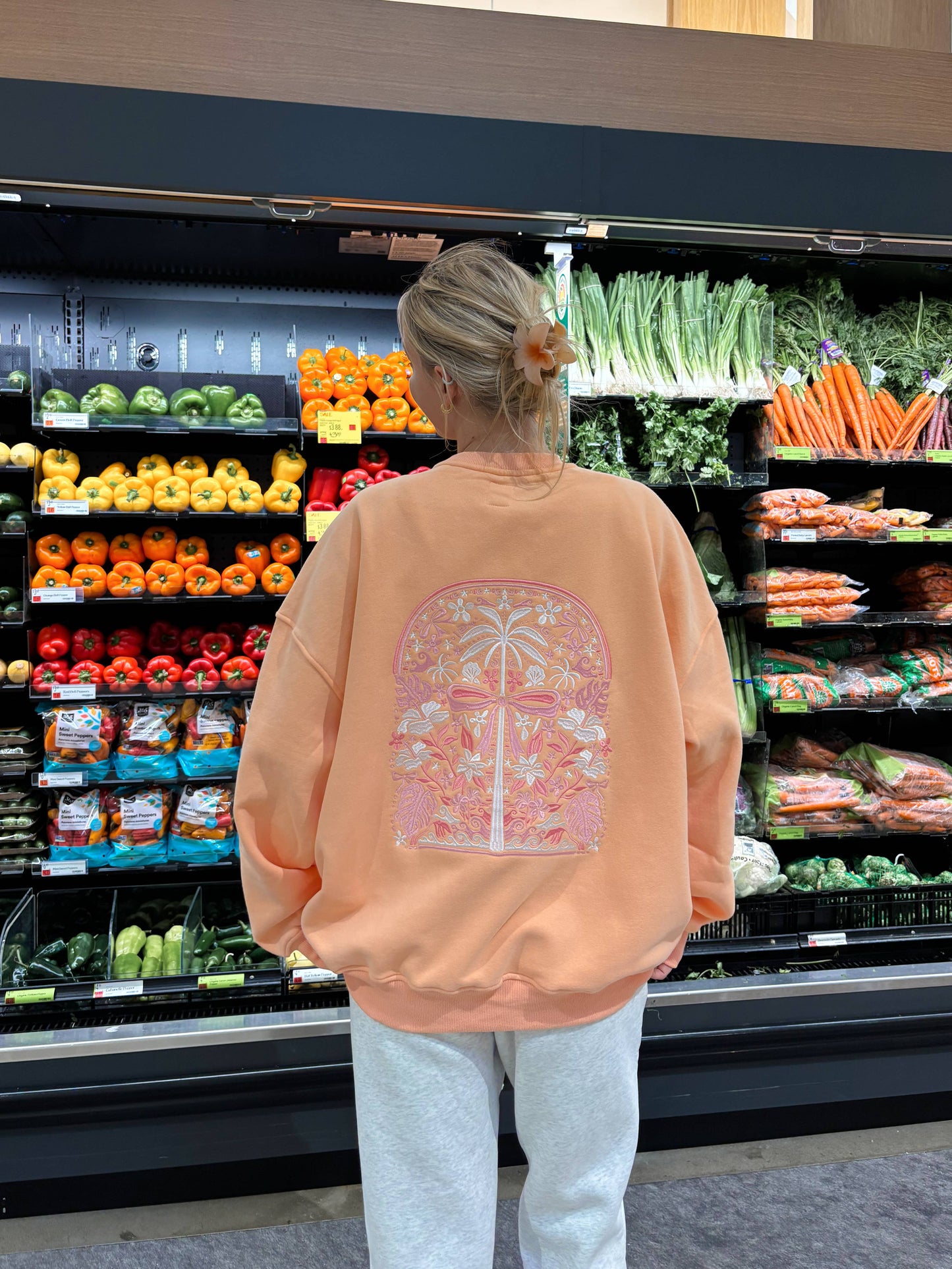 TROPICAL SHERBERT EMBROIDERED SWEATSHIRT