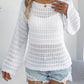 WHITE HOLLOW KNIT SWEATER