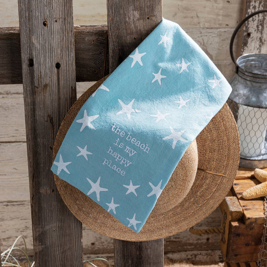 THE BEACH IS MY HAPPY PLACE STARFISH KITCHEN TOWEL