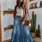 BOHEMIAN TIERED DENIM SKIRT