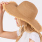 JACKIE FRAYED EDGE FLOPPY STRAW SUN HAT