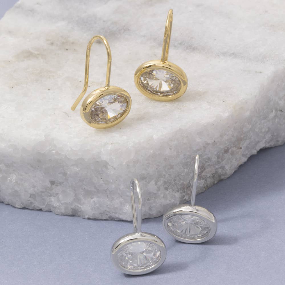 OVAL BEZEL EARRINGS