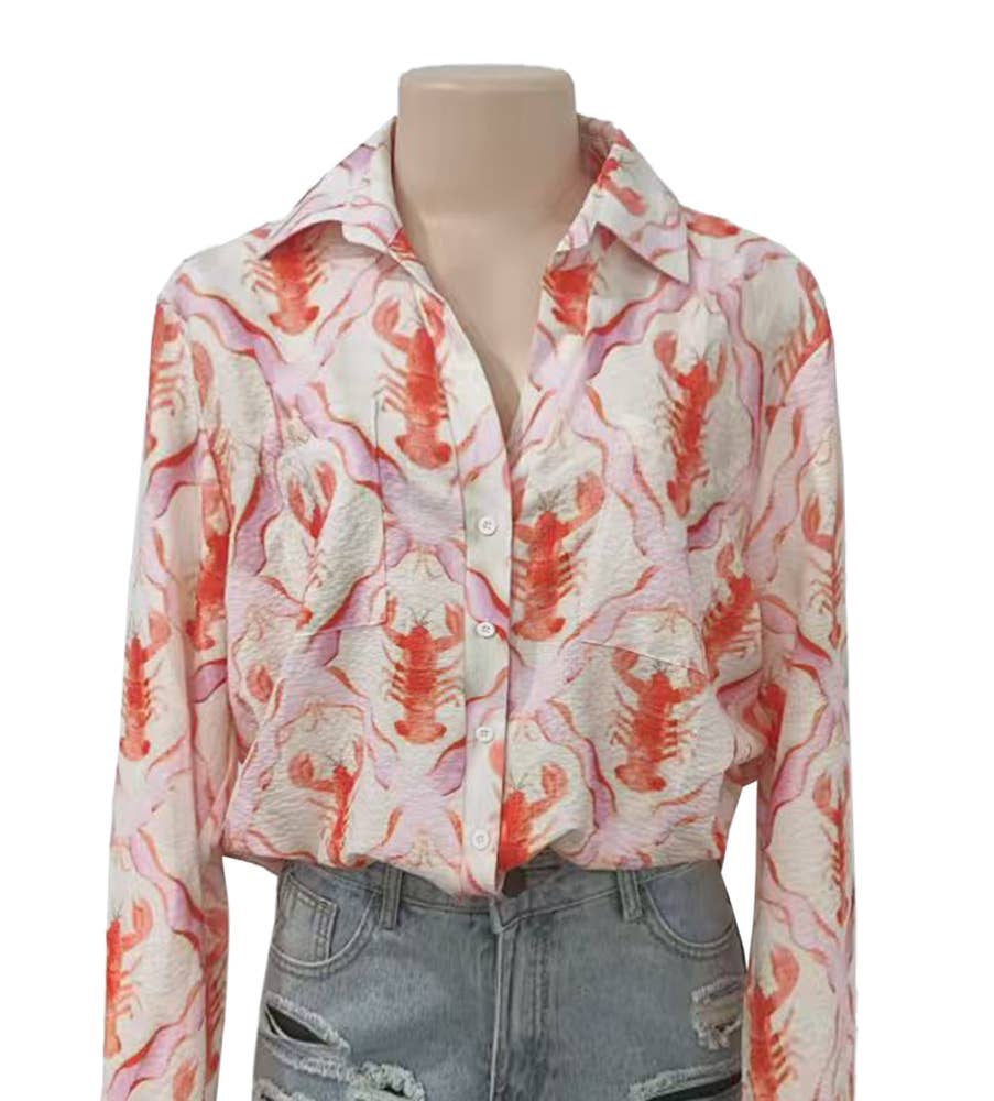 LOBSTER PRINT BUTTON DOWN SHIRT