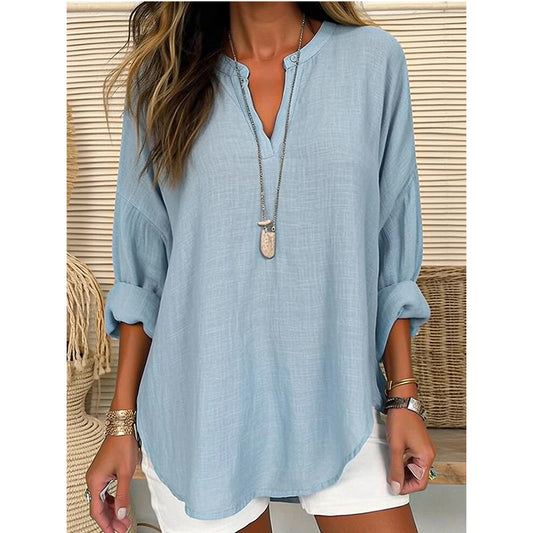 KIMBERLY CASUAL LINEN BLEND TOP