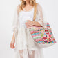 VIOLETA BOHO ROSE PRINT TASSEL TOTE BAG