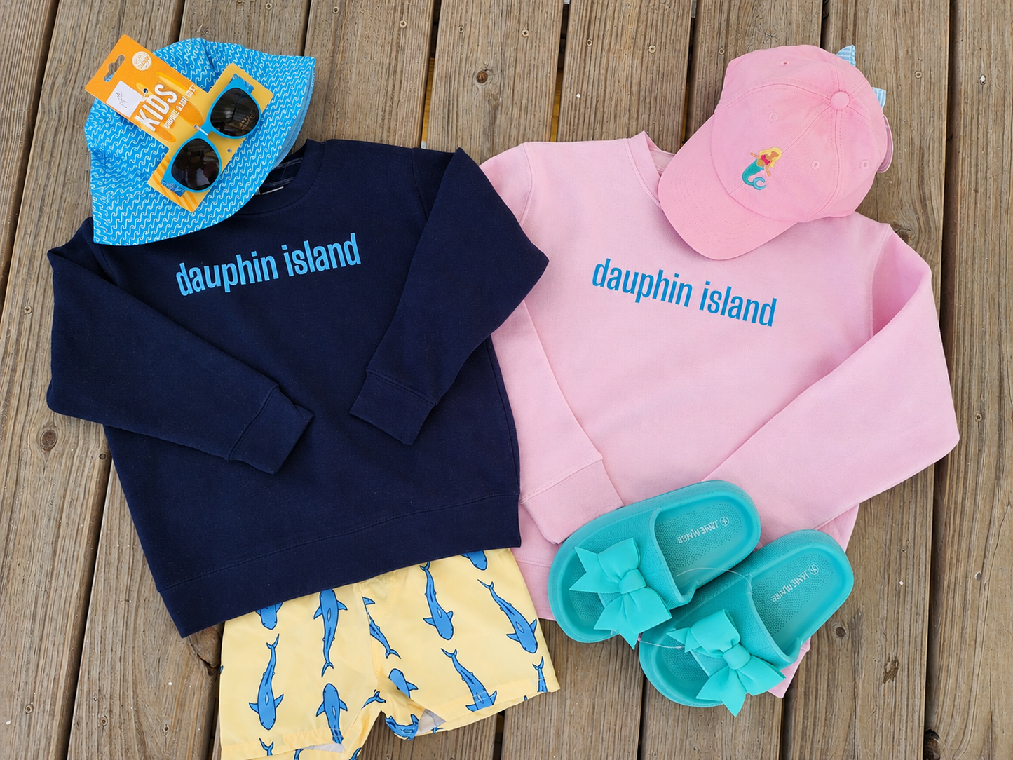 YOUTH DAUPHIN ISLAND BLOCK PRINT SWEATSHIRT