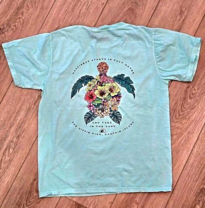 FLORAL SEA TURTLE SS T-SHIRT