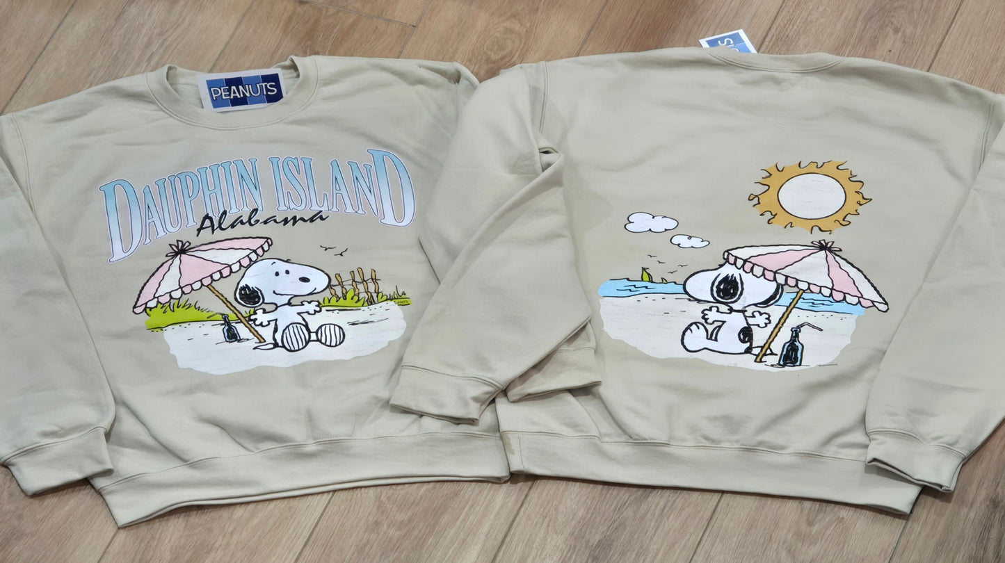 SNOOPY PANORAMA BEACH CREW NECK SWEATSHIRT