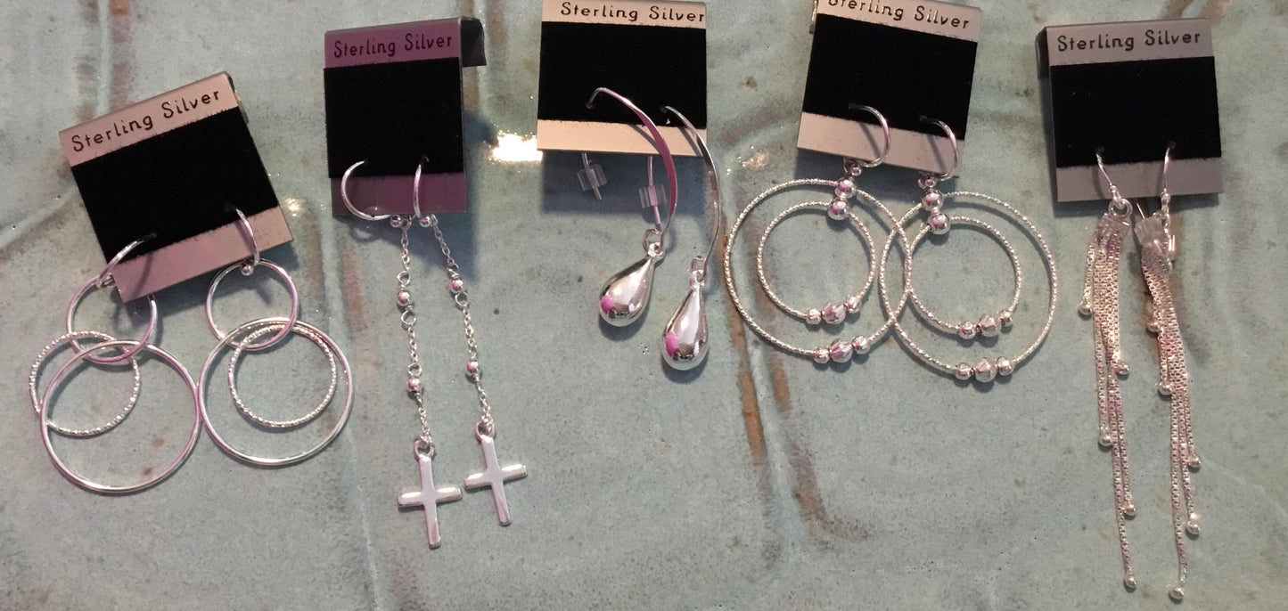 ASSORTED STERLING SILVER EARRINGS