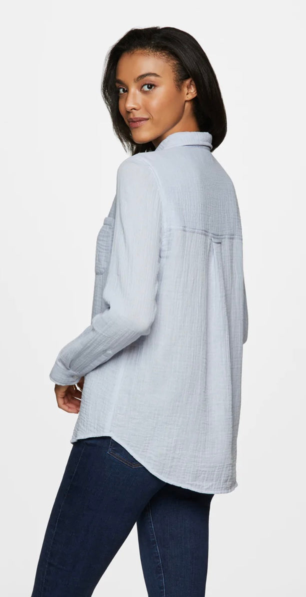 ALESSIA LS LINEN BUTTON DOWN TOP