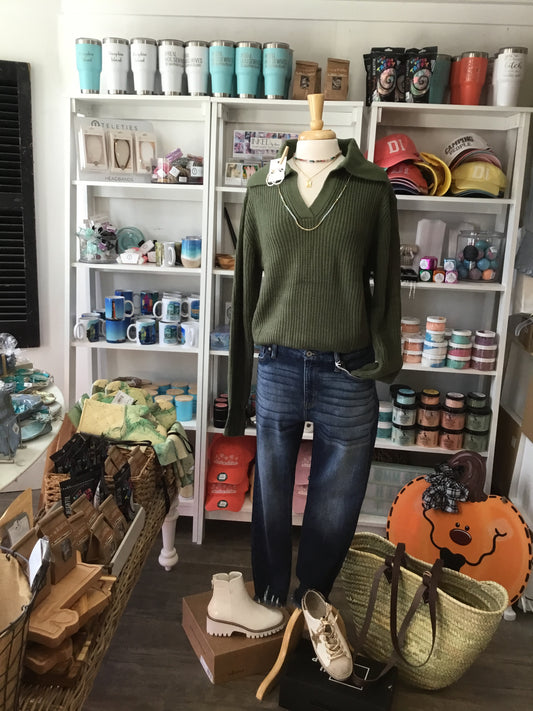 THE COLLARED GREEN SWEATER